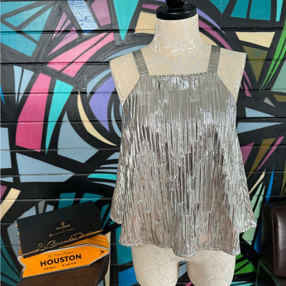 NWT Maeve Anthropologie Silver top, size Medium!